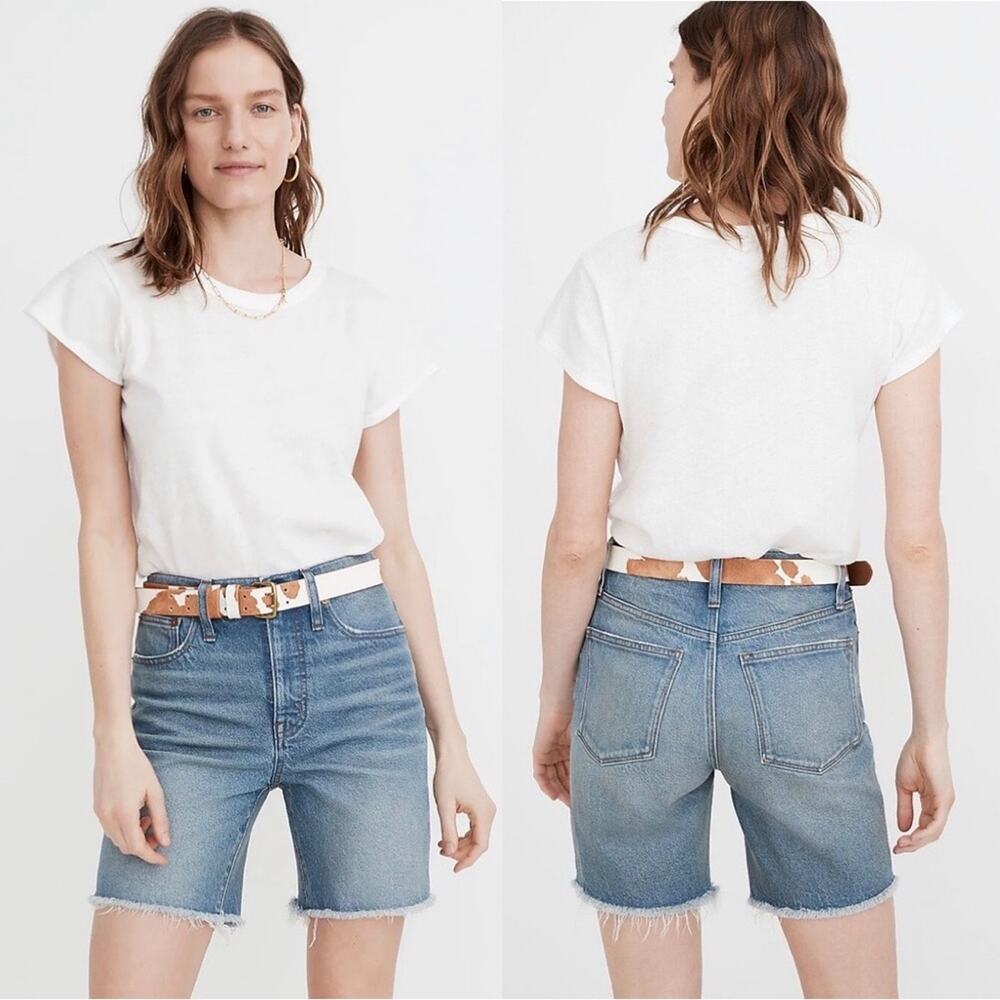 Madewell High-Rise Mid-Length Denim Shorts in Bonet Wash